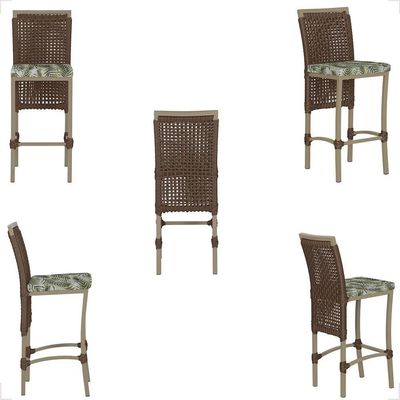 Mesa Bistrô 2 Banquetas Roma Corda Náutica Estofado 5 Trama Marrom