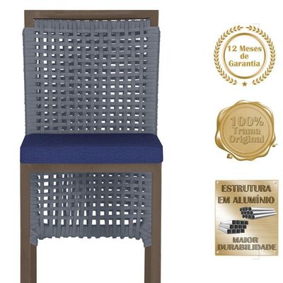 Mesa Bistro E 4 Banquetas Roma Marrom, Corda Náutica 10 Prata