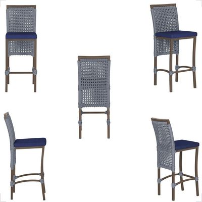 Mesa Bistro E 4 Banquetas Roma Marrom, Corda Náutica 10 Prata