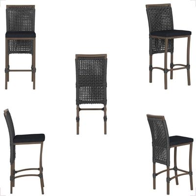 Mesa Bistro E 4 Banquetas Roma Marrom Corda Náutica 12 Preta