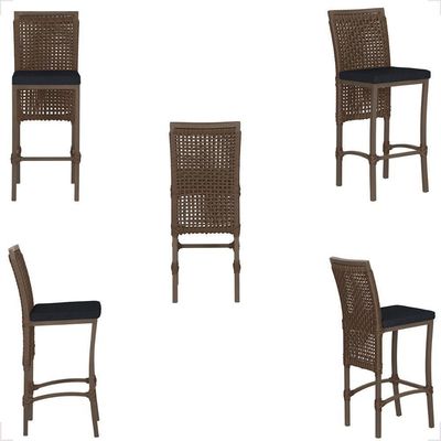 Mesa Bistro E 4 Banquetas Roma Marrom Corda Náutica 12 Marrom