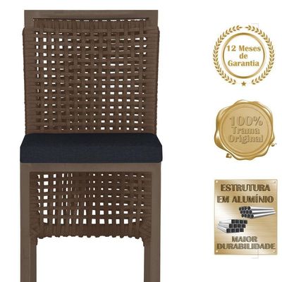 Mesa Bistro E 4 Banquetas Roma Marrom Corda Náutica 12 Marrom
