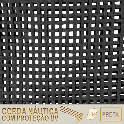 Mesa Bistro E 4 Banquetas Roma Marrom Corda Náutica 12 Preta