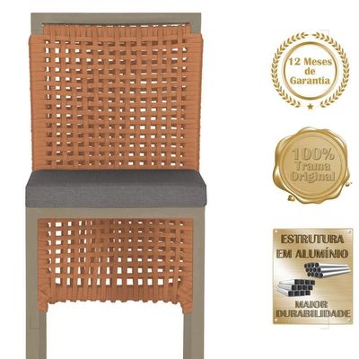 Mesa Bistro E 4 Banquetas Roma Fendi Corda Náutica 11 Terra Cota