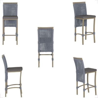 Mesa Bistro E 4 Banquetas Roma Fendi Corda Náutica 11 Prata