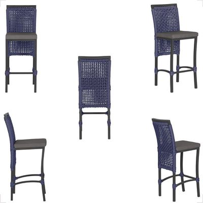 Mesa Bistro E 2 Banquetas Roma Preta Corda Náutica 11 Azul