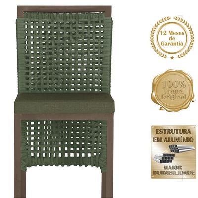 Mesa Bistro E 2 Banquetas Roma Marrom Corda Náutica 13 Verde