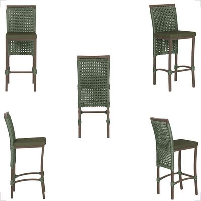 Mesa Bistro E 2 Banquetas Roma Marrom Corda Náutica 13 Verde