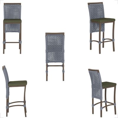 Mesa Bistro E 2 Banquetas Roma Marrom Corda Náutica 13 Prata