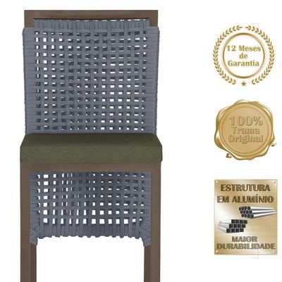 Mesa Bistro E 2 Banquetas Roma Marrom Corda Náutica 13 Prata