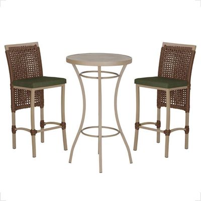 Mesa Bistro E 2 Banquetas Roma Fendi Corda Náutica 13 Marrom