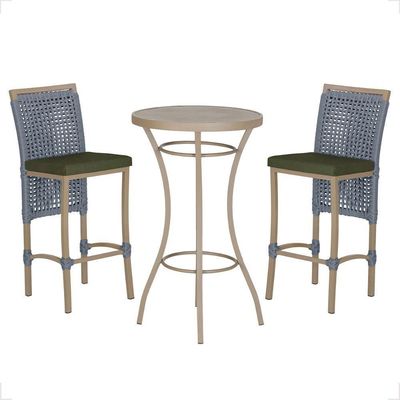Mesa Bistro E 2 Banquetas Roma Fendi Corda Náutica 13 Prata