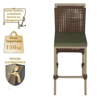 Mesa Bistro E 2 Banquetas Roma Fendi Corda Náutica 13 Marrom