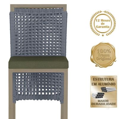 Mesa Bistro E 2 Banquetas Roma Fendi Corda Náutica 13 Prata