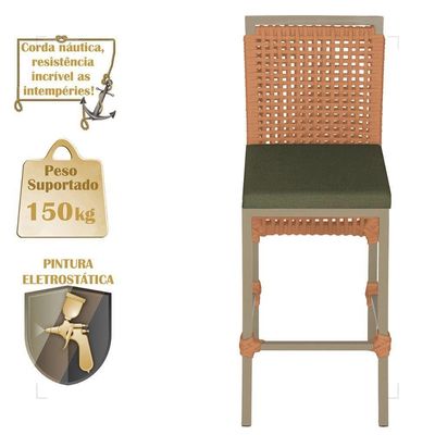 Mesa Bistro E 2 Banquetas Roma Fendi Corda Náutica 13 Terra Cota