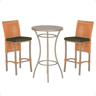 Mesa Bistro E 2 Banquetas Roma Fendi Corda Náutica 13 Terra Cota