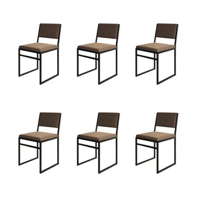Kit 6 Cadeiras Industrial Isa Veludo Marrom Para Mesa Sala Cozinha Conforto - Marrom