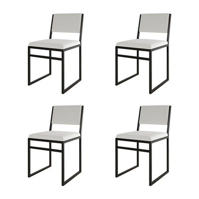 Kit 4 Cadeiras Industrial Isa Assento Corino Para Mesa Sala Cozinha - Branco