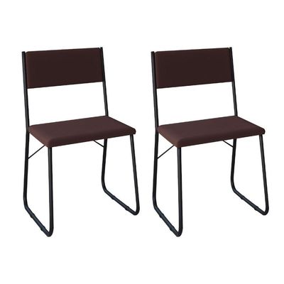 Kit 2 Cadeiras De Jantar Angra Estofadas Para Mesa Sala Cozinha Conforto E Decor - Marrom