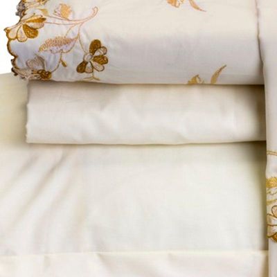 Jogo De Cama Emozione Casal King Size 4 Peças Percal 200 Fios 100% Algodão Bordado - Marfim