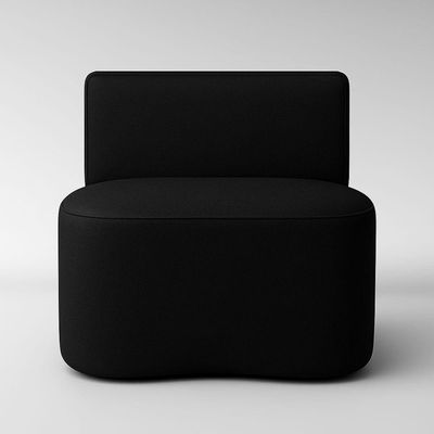 Puff Feijão Curvo Orgânico Redondo Com Encosto Sala Resistente Confortável Suede Preto