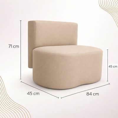 Puff Feijão Curvo Orgânico Redondo Com Encosto Sala Resistente Confortável Suede Bege