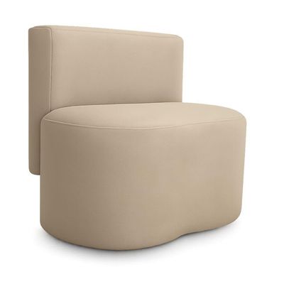 Puff Feijão Curvo Orgânico Redondo Com Encosto Sala Resistente Confortável Suede Bege