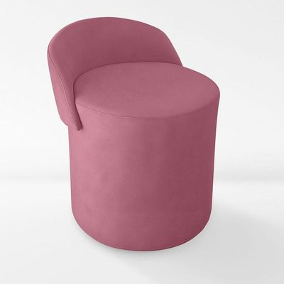 Puff Banco Orgânico Encosto Redondo Sala Estar Quarto Suede rose