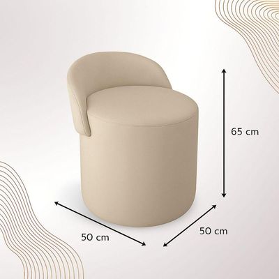 Puff Banco Orgânico Encosto Redondo Sala Estar Quarto Suede rose
