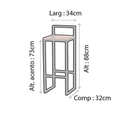 Kit 4 Banquetas Luna Industrial Bistrô Com Encosto Em Aço Para Bar Cozinha - Preto