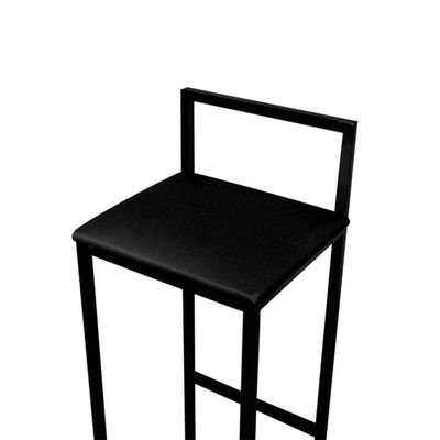 Kit 4 Banquetas Luna Industrial Bistrô Com Encosto Em Aço Para Bar Cozinha - Preto