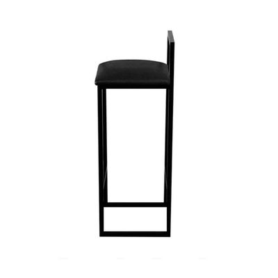 Kit 3 Banquetas Luna Industrial Bistrô Com Encosto Em Aço Para Bar Cozinha - Preto