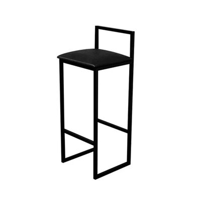Kit 3 Banquetas Luna Industrial Bistrô Com Encosto Em Aço Para Bar Cozinha - Preto
