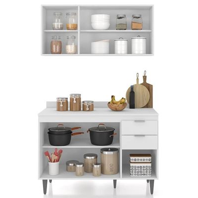 Armário De Cozinha Com Tampo Cp01 120cm Pérola Branco Z34 - Mpozenato