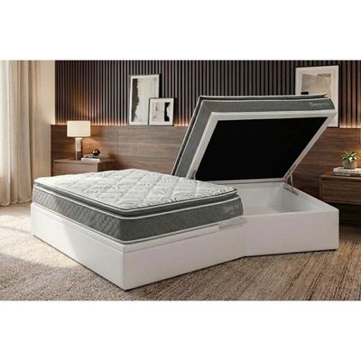 Cama Box Baú Casal + Colchão Molas Kappesberg Ensacadas Serene + Base Crc Courano White