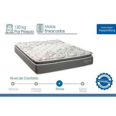 Cama Box Baú Casal + Colchão Molas Kappesberg Ensacadas Serene + Base Crc Courano White