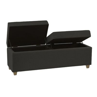 Canto Alemão Recamier Bau + Painel Madri 140cm Suede Preto - Inova Decor