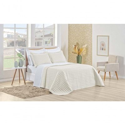 Kit Cobre Leito Montreal Casal Padrão 3 Peças Percal 150 Fios 100% Algodão - Marfim