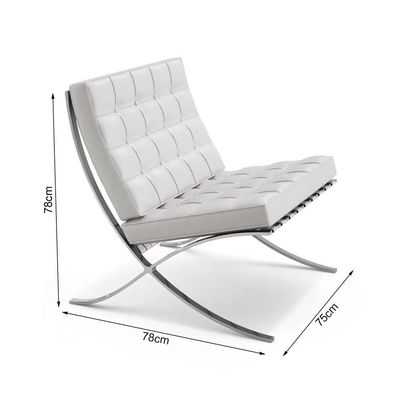 Poltrona Barcelona Inox Couro Legítimo Branco