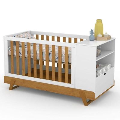 Quarto De Bebê Americano 4 Portas Com Berço Multifuncional Bkids Branco Freijó Eco Wood - Matic - Henn E Colchão Ortobom