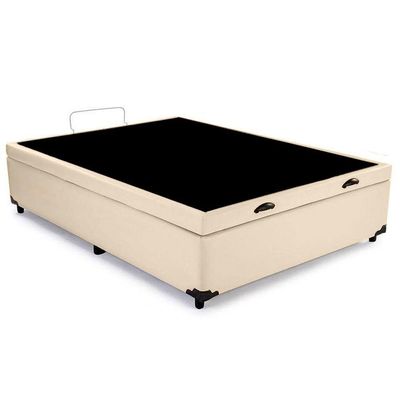 Cama Box Baú Viúva Sintético Bege 128x188x44