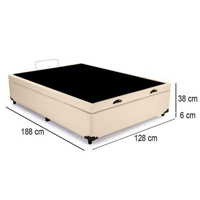 Cama Box Baú Viúva Sintético Bege 128x188x44