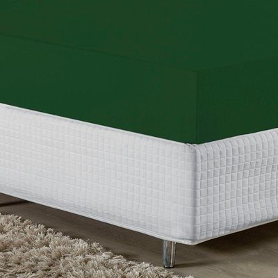 Lençol Com Elástico Queen Nobre 1 Peça 30cm De Altura Malha 100% Algodão - Verde-bandeira
