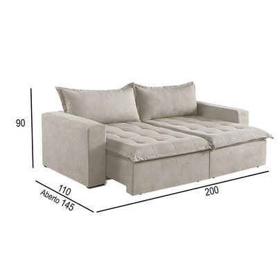 Sofá Cama 2 Lugares Retrátil Reclinável M-184 Veludo Martins Creme