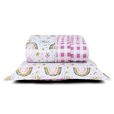 Cobre Leito Infantil Solteiro Nuny Micropercal 200 Fios 2 Peças - Arco Iris