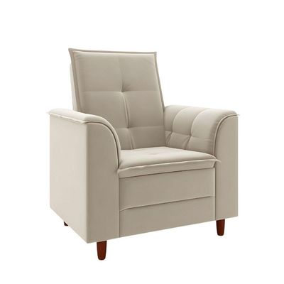 Poltrona Para Sala Confortável Decorativa Isa Linho bege