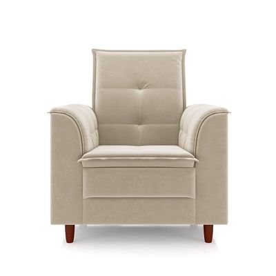 Poltrona Para Sala Confortável Decorativa Isa Linho bege