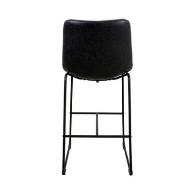 Banqueta Munich Estofada Preta Com Encosto 74cm Base Metálica