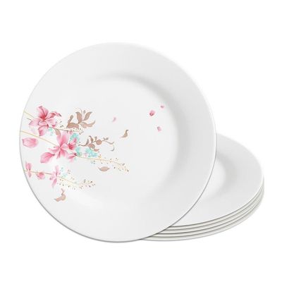 Jogo 6 Prato De Sobremesa De Vidro Branco Flowers Bord Em Casa Tem 20cm