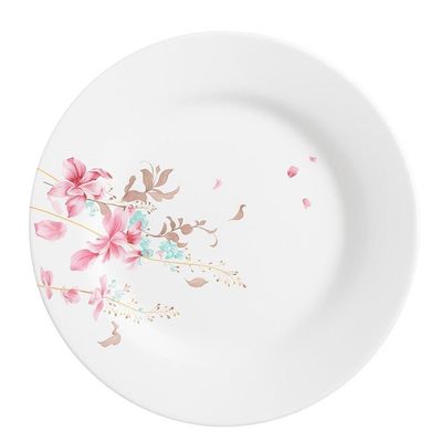 Jogo 6 Prato De Sobremesa De Vidro Branco Flowers Bord Em Casa Tem 20cm